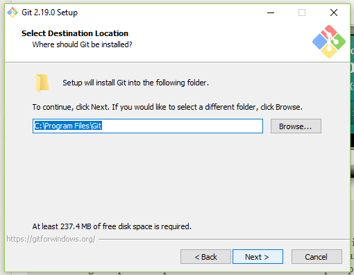 installation choose folder location